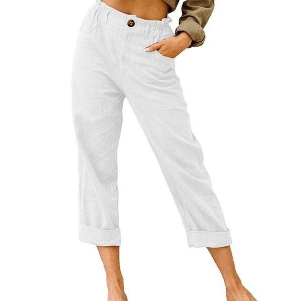 UDEAR White Cuff Hem Ankle Pants Size L